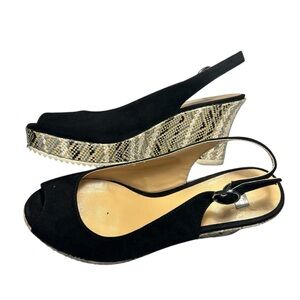 Bata Wedge Sandals Peep Toe Sling Back Made in Italy Sz 38 (7.5)